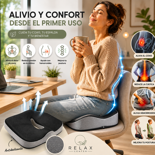 Cojín Ortopédico Anatómico ideal para el Coxis, Ciática, Hemorroides y Postura